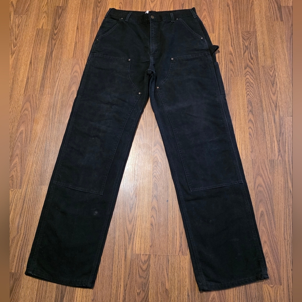 Men’s Carhartt B136 BLK Dungaree Fit Canvas Carpenter Pants 34x36 USA 90s A96 - Picture 6 of 13